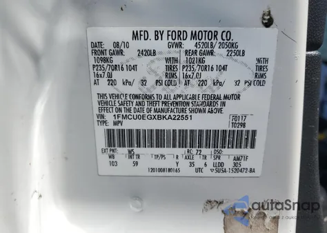 2011 Ford Escape Limited from USA, damaged, VIN 1FMCU0EGXBKA22551